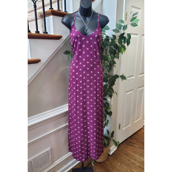 Old Navy Womens Purple Floral Rayon Scoop Neck Sleeveless Long Maxi Dress Size M - Picture 1 of 16